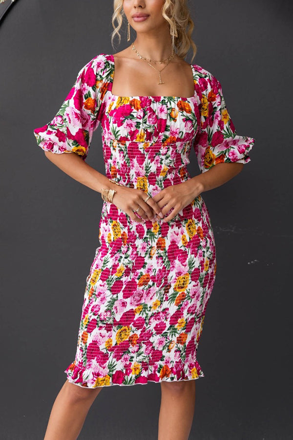 Midnight Beauty Smocked Midi Dress
