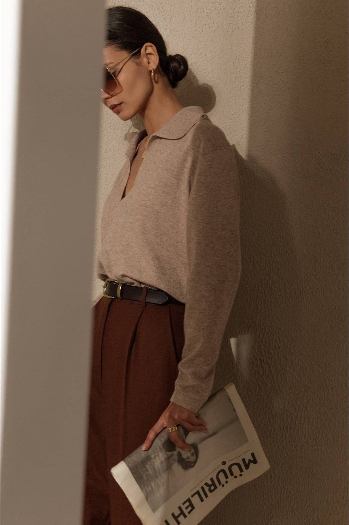 French-style Lapel Knit Sweater