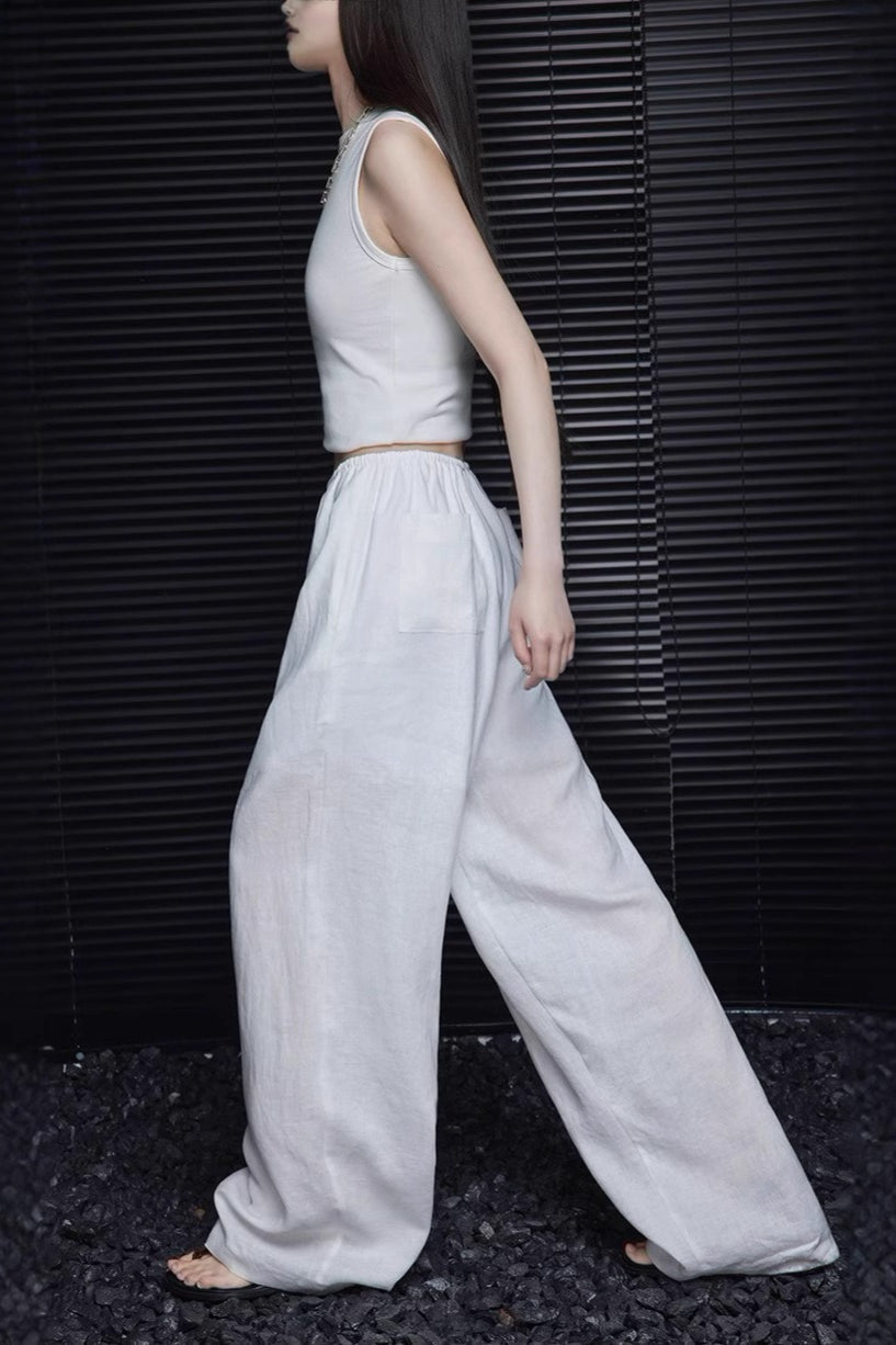 Cotton Linen Wide Leg Pant