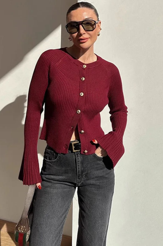 Rib Knit Slim Cardigan