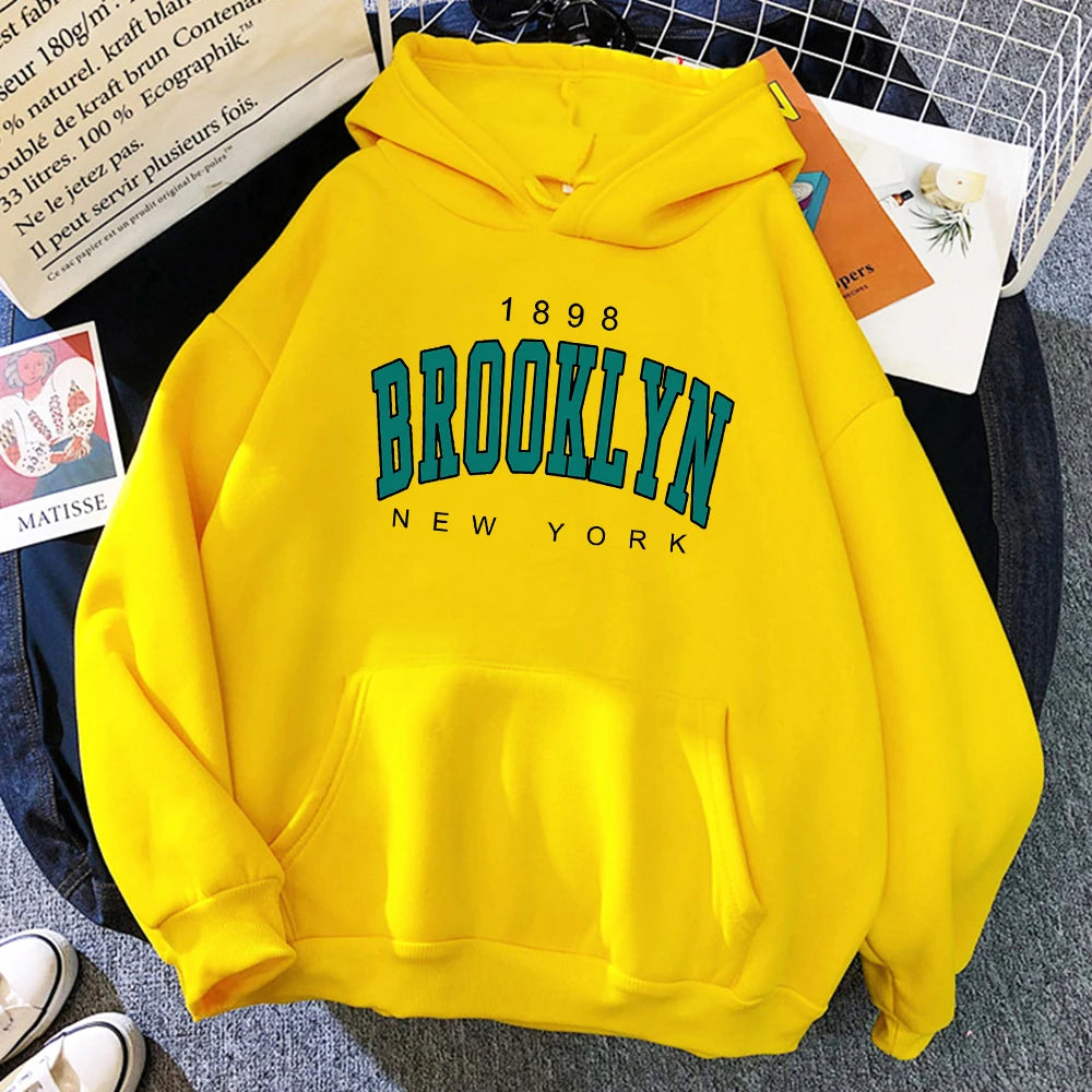 1898 Brooklyn New York Printed Hoodies Fleece Hoody Creativity Pullover Clothing Street Loose Sweatshirts ’s