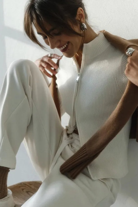 Zip Front Knit Cardigan