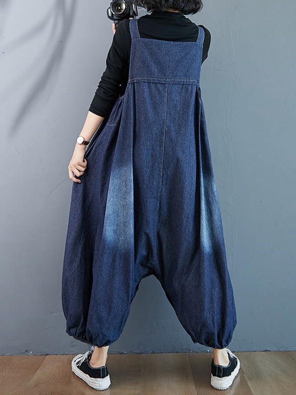 Simple Denim Buttoned Overalls&dress