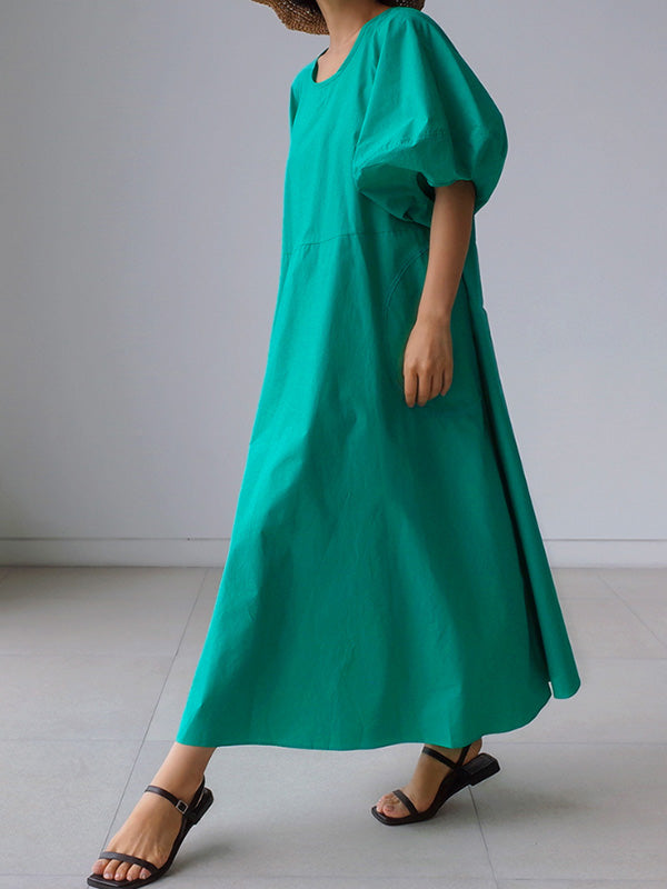 Original Bishop Sleeve Color Midi Dress