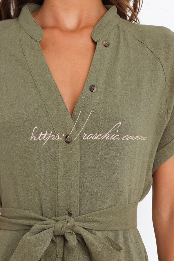 Something About Her Pocketed Button Straight Leg Jumpsuit