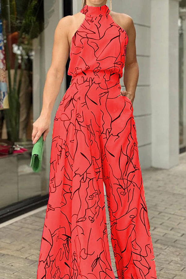 Broadway Abstract Print Halter Jumpsuit