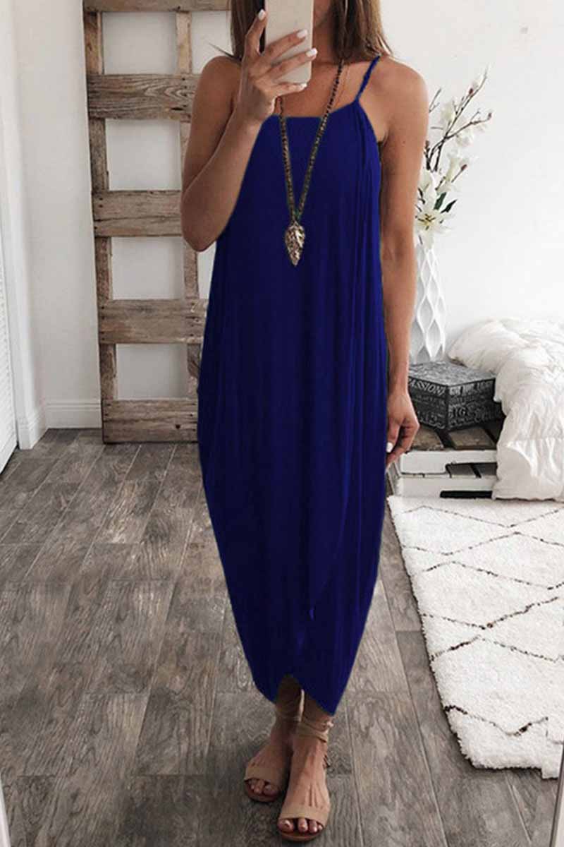 Color Knitted Loose and Irregular Maxi Dress(3 Colors)