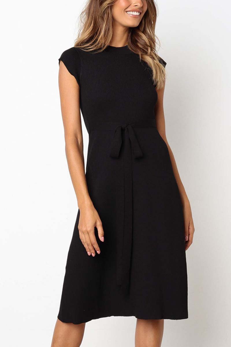O Neck Dress With Belt(3 Colors)