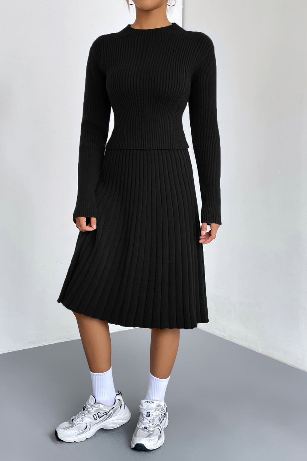 A-line Knit Sweater Skirt Set