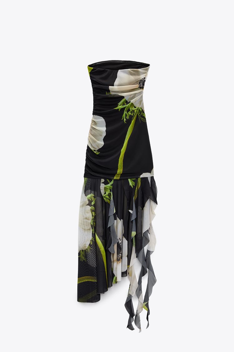 Gardenia Mesh Pleat Tube Midi Dress