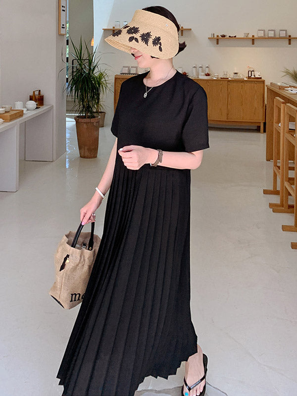 Urban Ruffled Split-joint High Waisted Short Sleeves Midi Dress