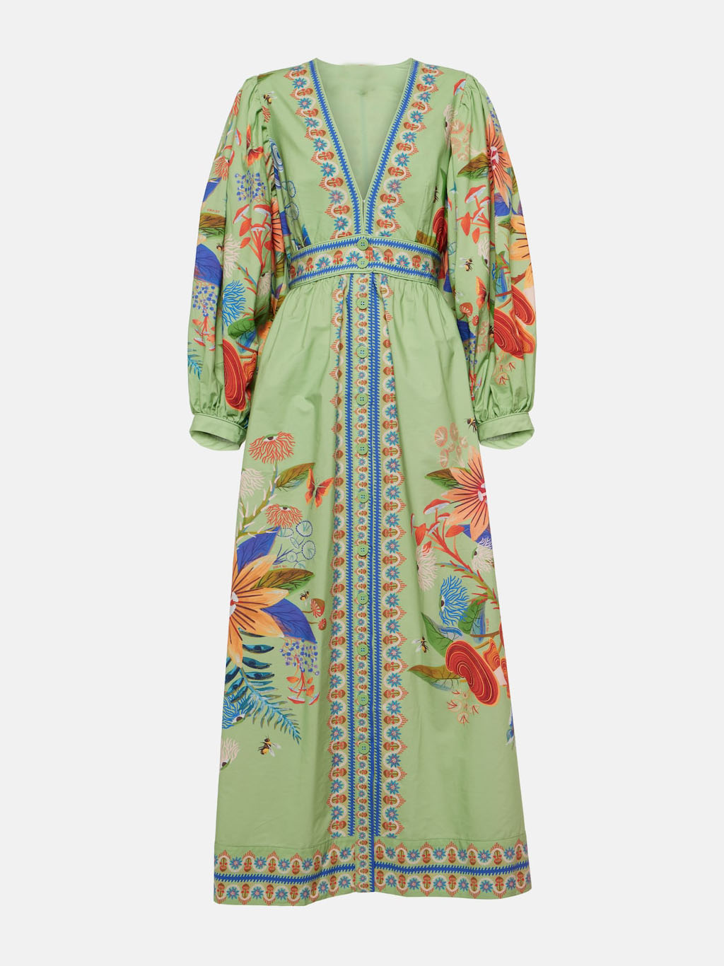 Delicate V-neck Single Breasted Midi Dress
