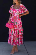 It's All Special Cutout Waist Tiered Midi Dress