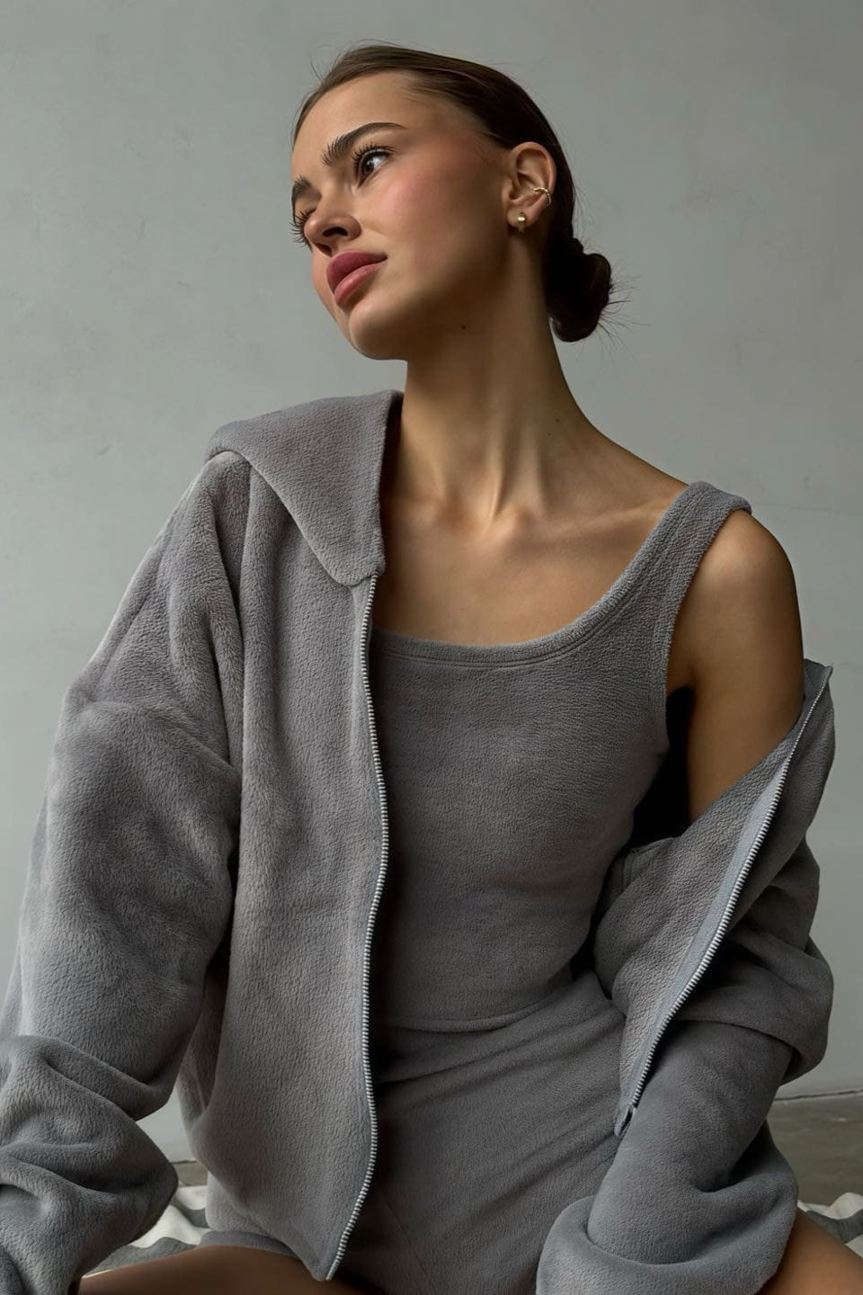 Fuzzy Cardigan Tank Three Piece Set
