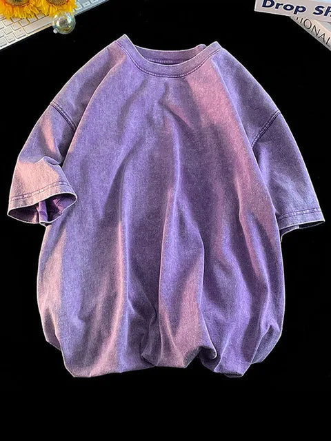 100% Combed Cotton T-shirt Acid Washed T Shirt for T-shirt Y2k Top Tee ’s Clothing