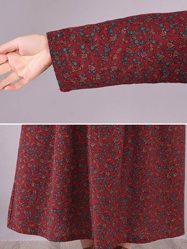 Original Lapel Frenum Printed Midi Dress