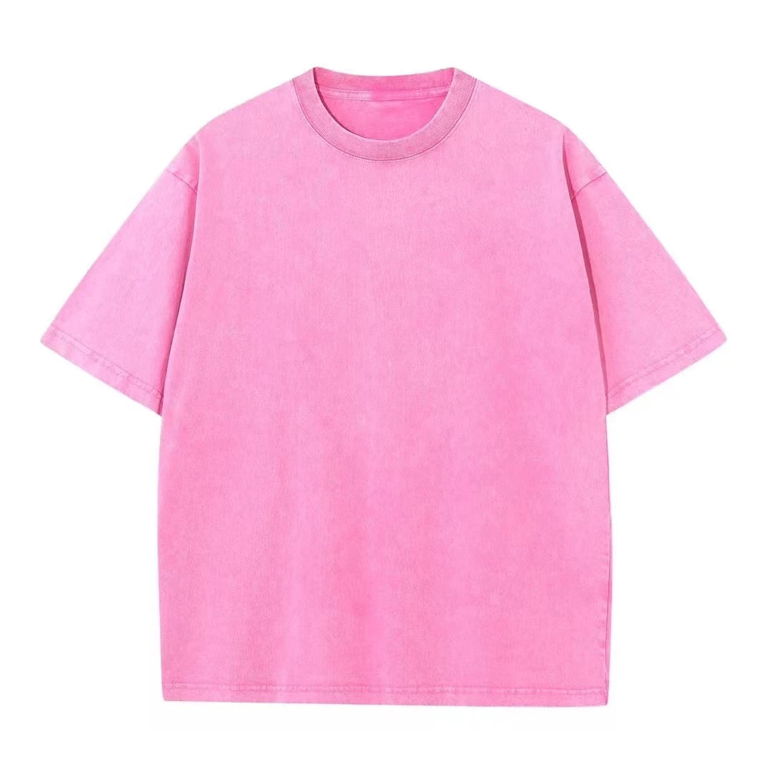 ’s Washed T-shirts Street Hip Hop Retro Punk T Shirt Harajuku Cotton Short Sleeve Acid Wash Tshirts Top