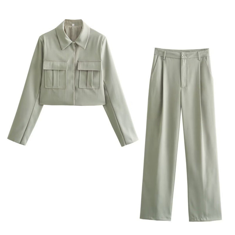 Temperament Coat and Straight Pants Suit
