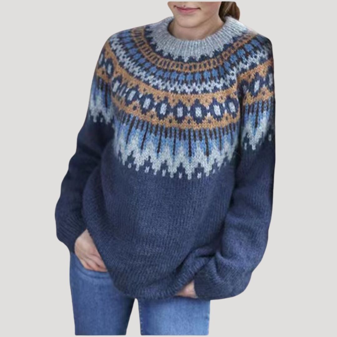 Spring Patterned Knit Pullover Sweater