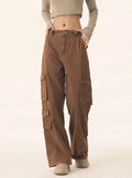 Straight Leg Cargo Pants With Multiple Side Pockets