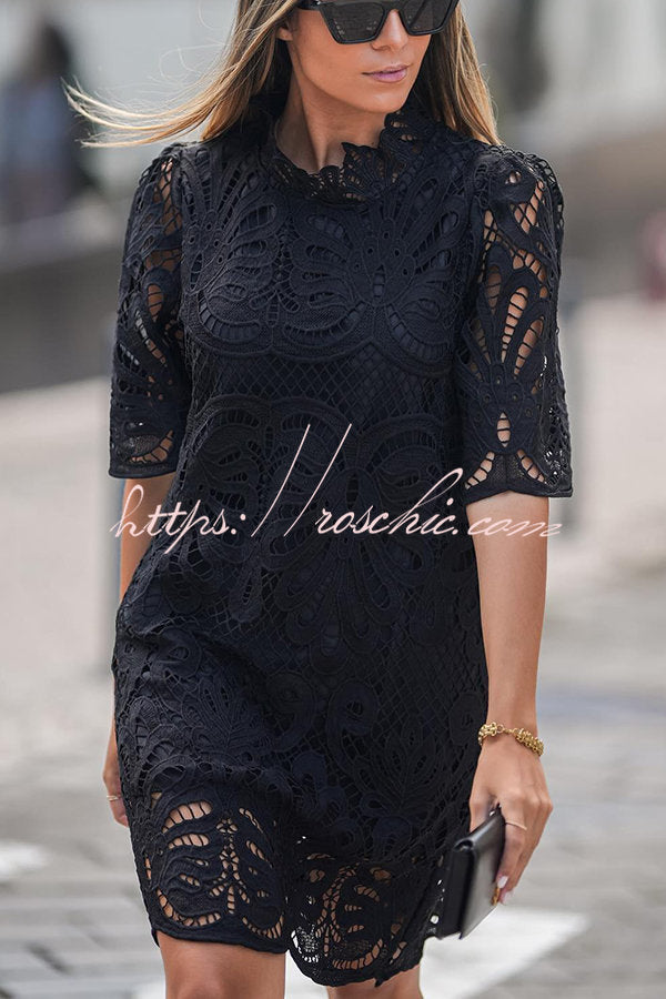 Reason to Smile Crochet Lace Mini Dress