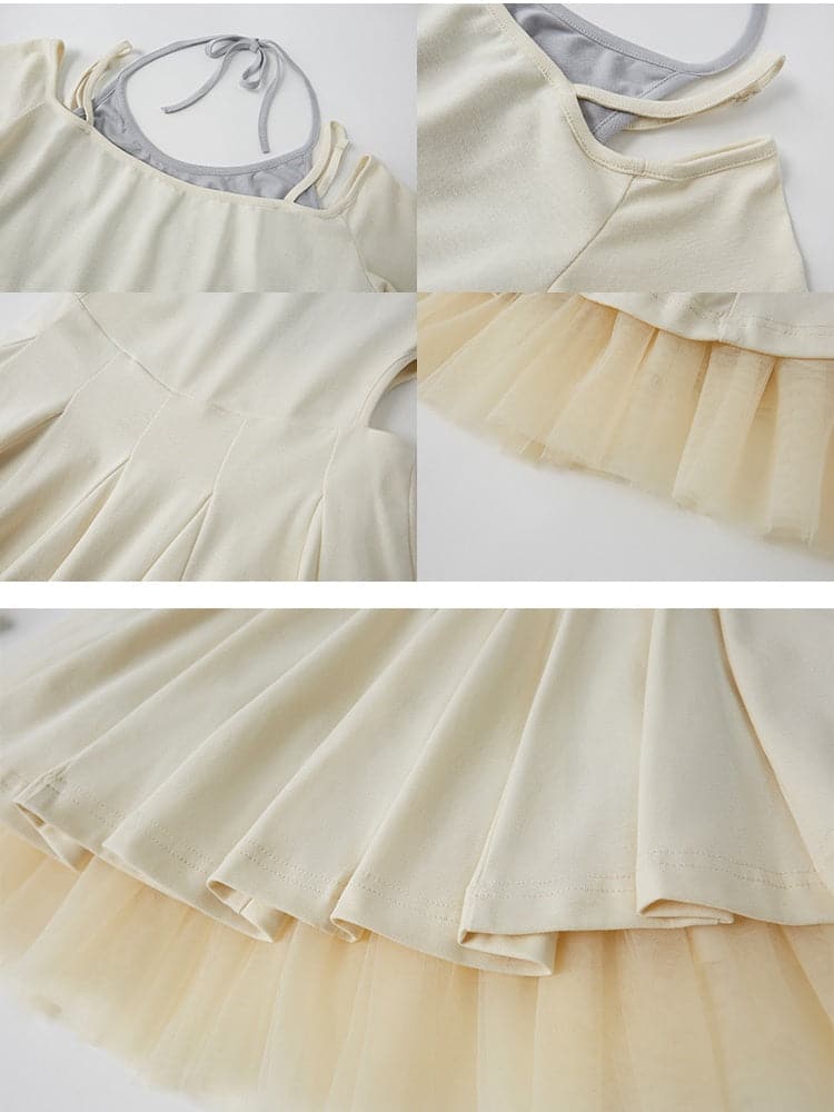 Layered Drawstring Back-open One-piece