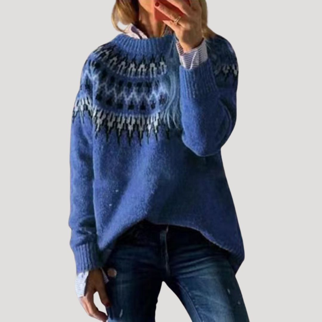Spring Patterned Knit Pullover Sweater