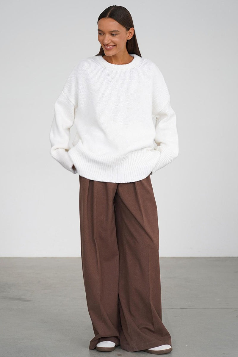 Classic Crew Neck Relaxed Knit Sweater