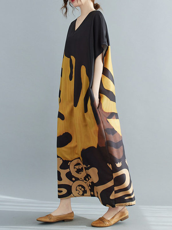 Loose Leaf Printed Midi Dress