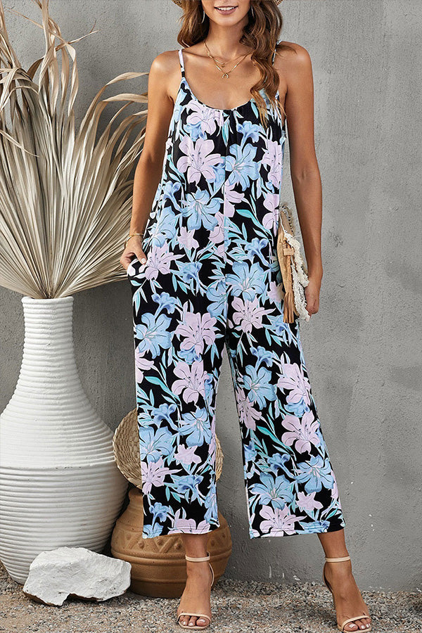 Suspenders Print Jumpsuit