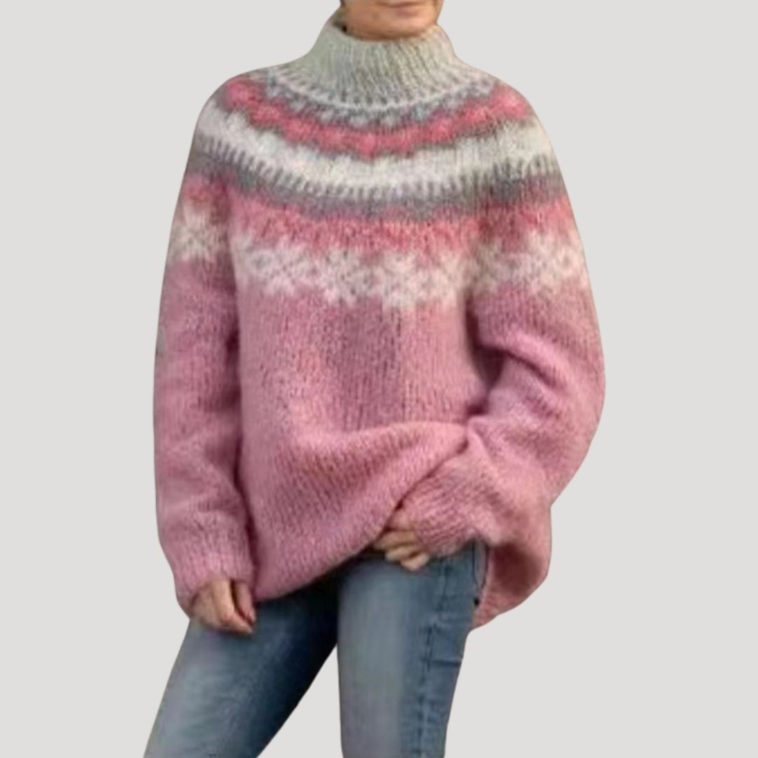 Spring Patterned Knit Pullover Sweater