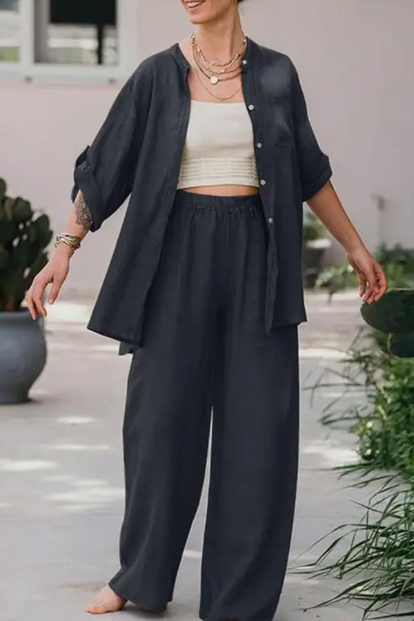 Loose Color Shirt Pants Set