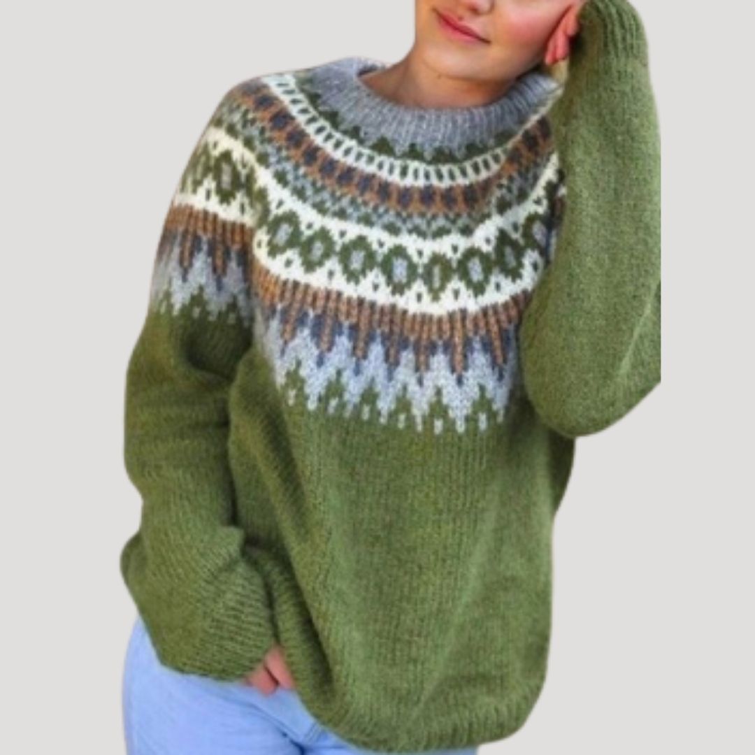 Spring Patterned Knit Pullover Sweater