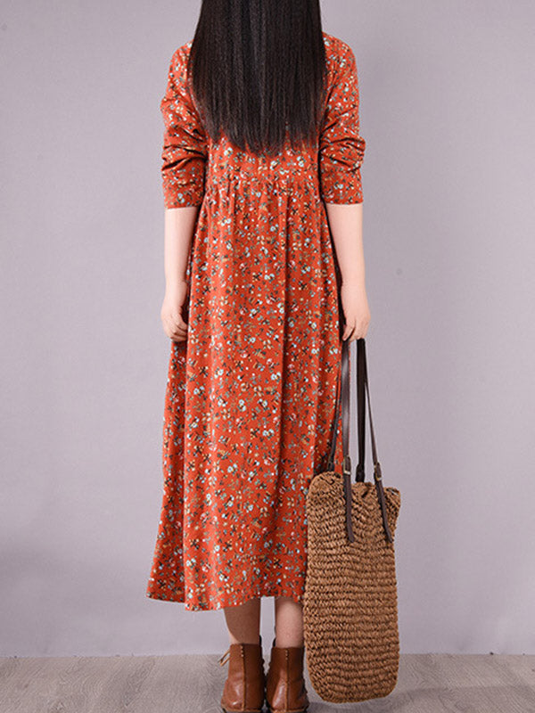 Original Lapel Frenum Printed Midi Dress