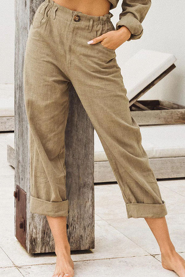 Color Cotton Linen Pants