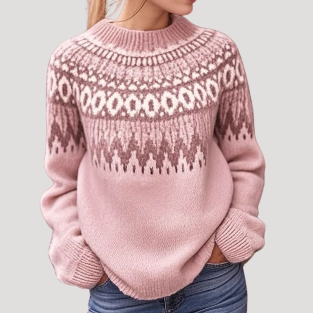 Spring Patterned Knit Pullover Sweater
