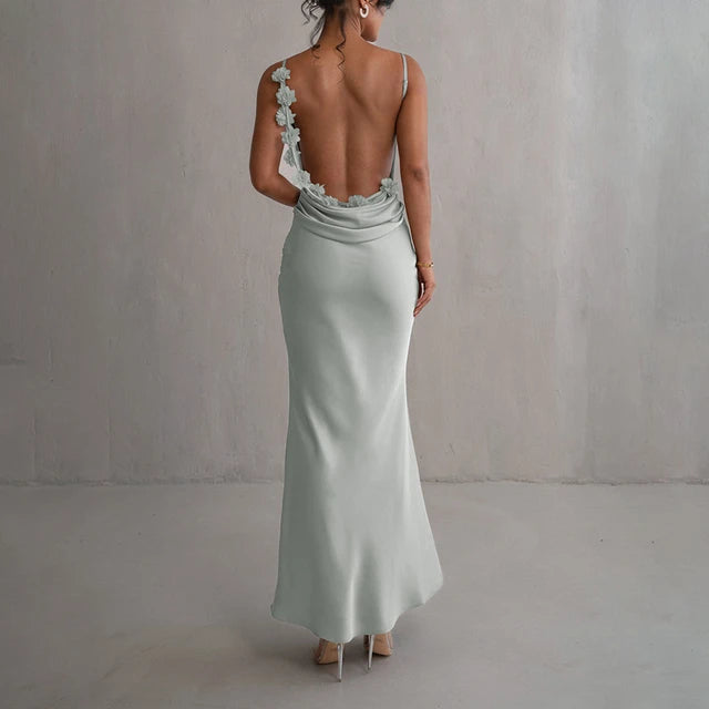 Backless 3drose Tassel Maxi Long Dresses for Sleeveless High Waist Bodycon Dress Lady Party Robe