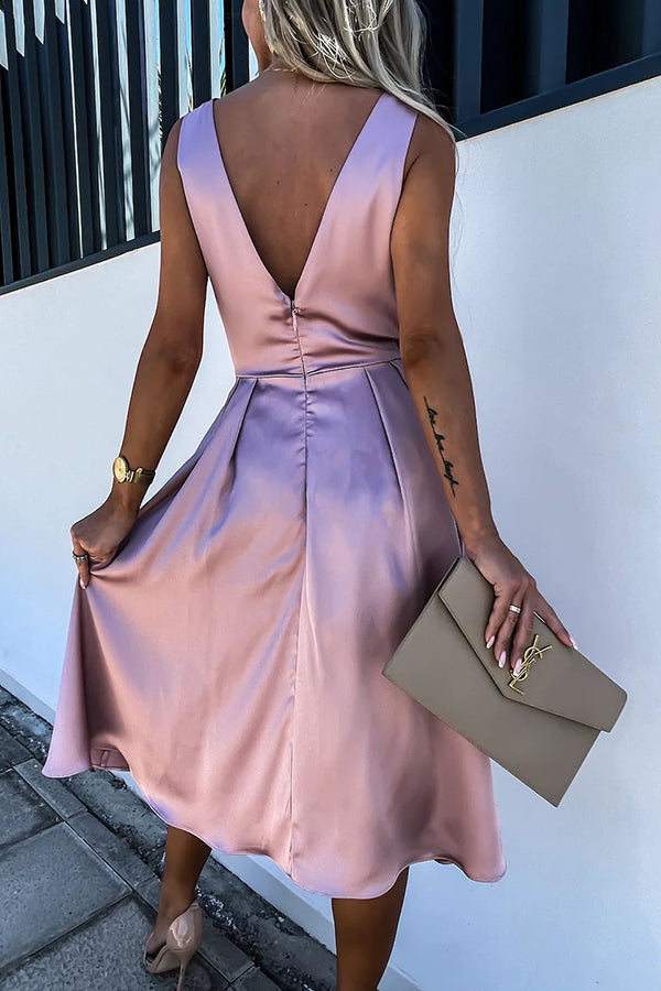 Hold You in My Memory Satin Midi Dress