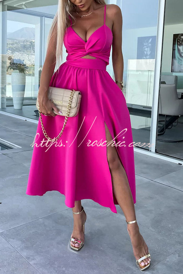 Florida Keys Cutie Pocketed Cutout Slit Midi Dress