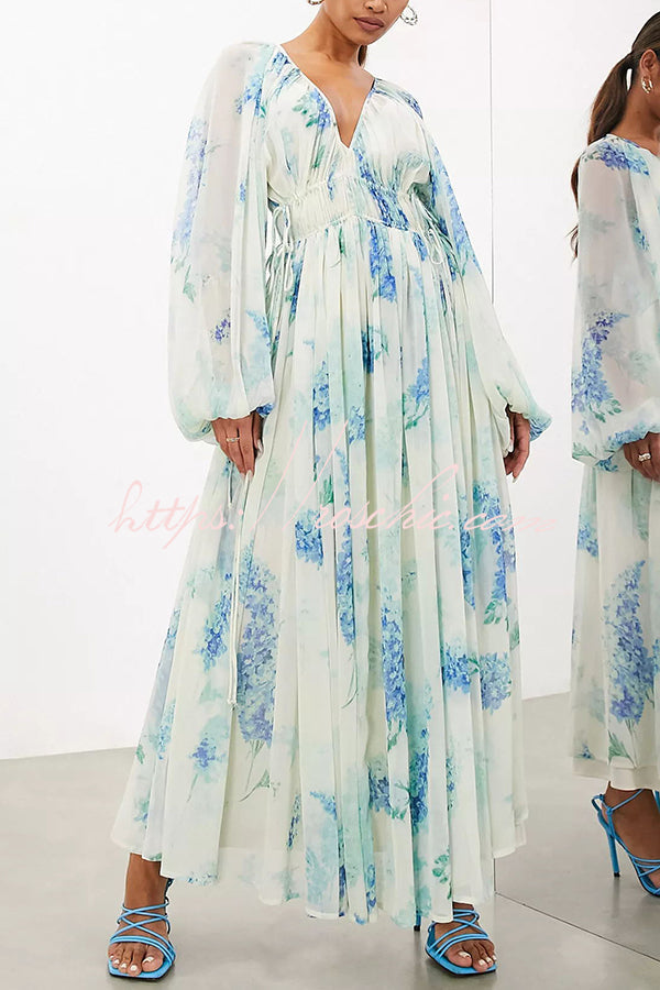 Headed to the Ocean Chiffon Drawstring Waist Maxi Dresses