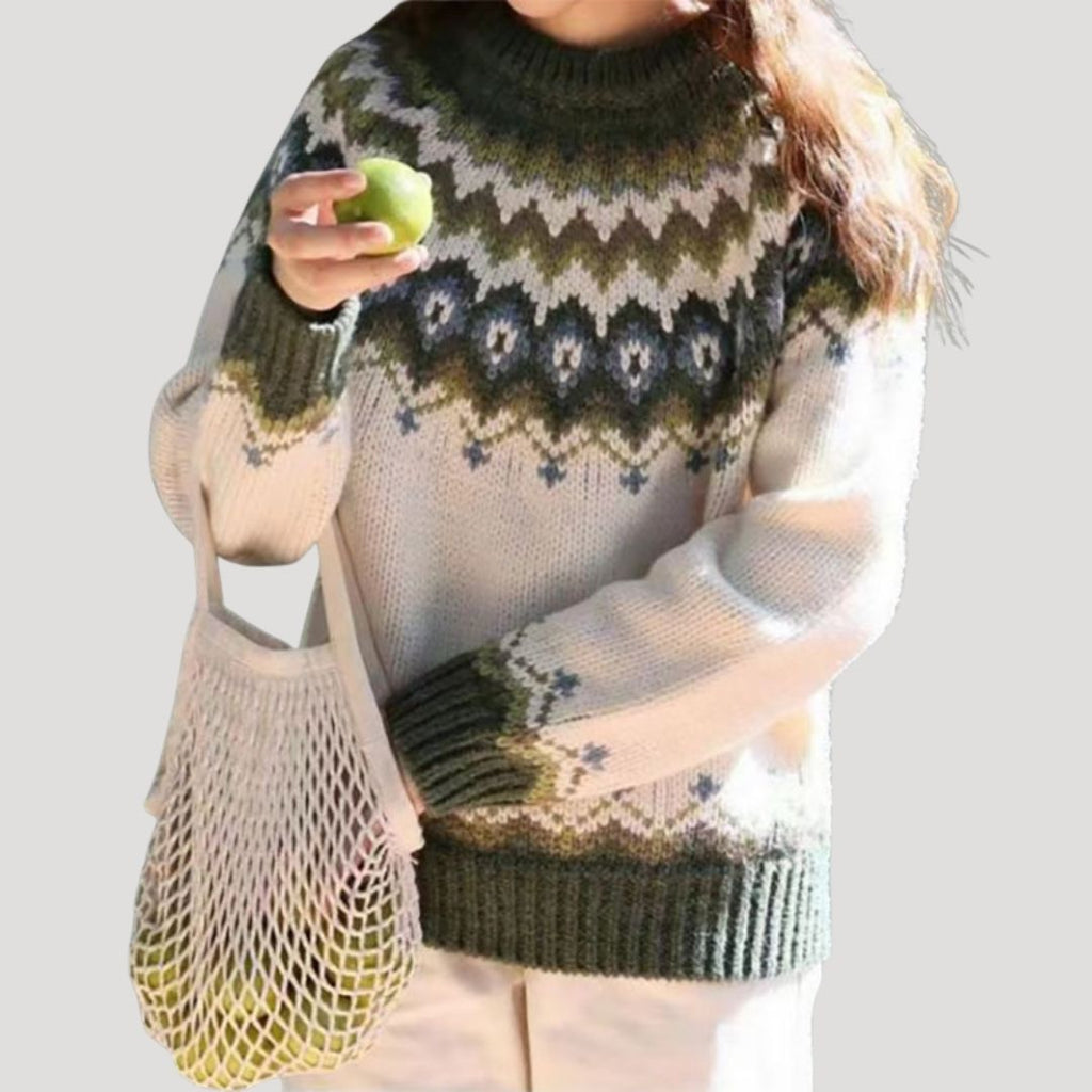Spring Patterned Knit Pullover Sweater
