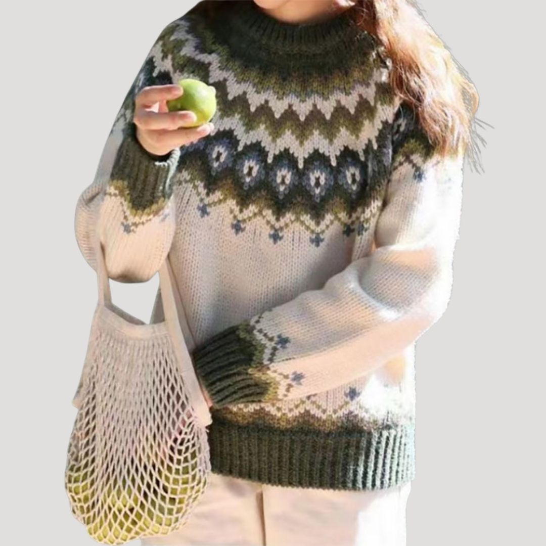 Spring Patterned Knit Pullover Sweater