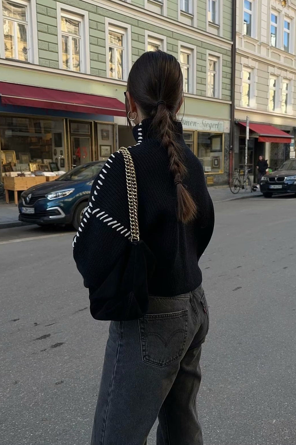 Street Turtleneck Colorblock Pullover Sweater