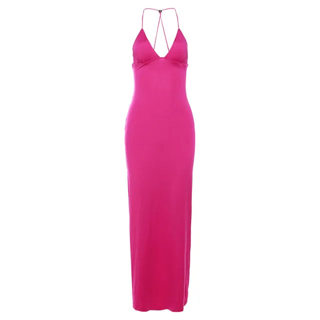 Backless Maxi Dress for Slim Butterfly Bodycon Slim Sheath Dress ’s Club Deep V Neck Dresses Woman