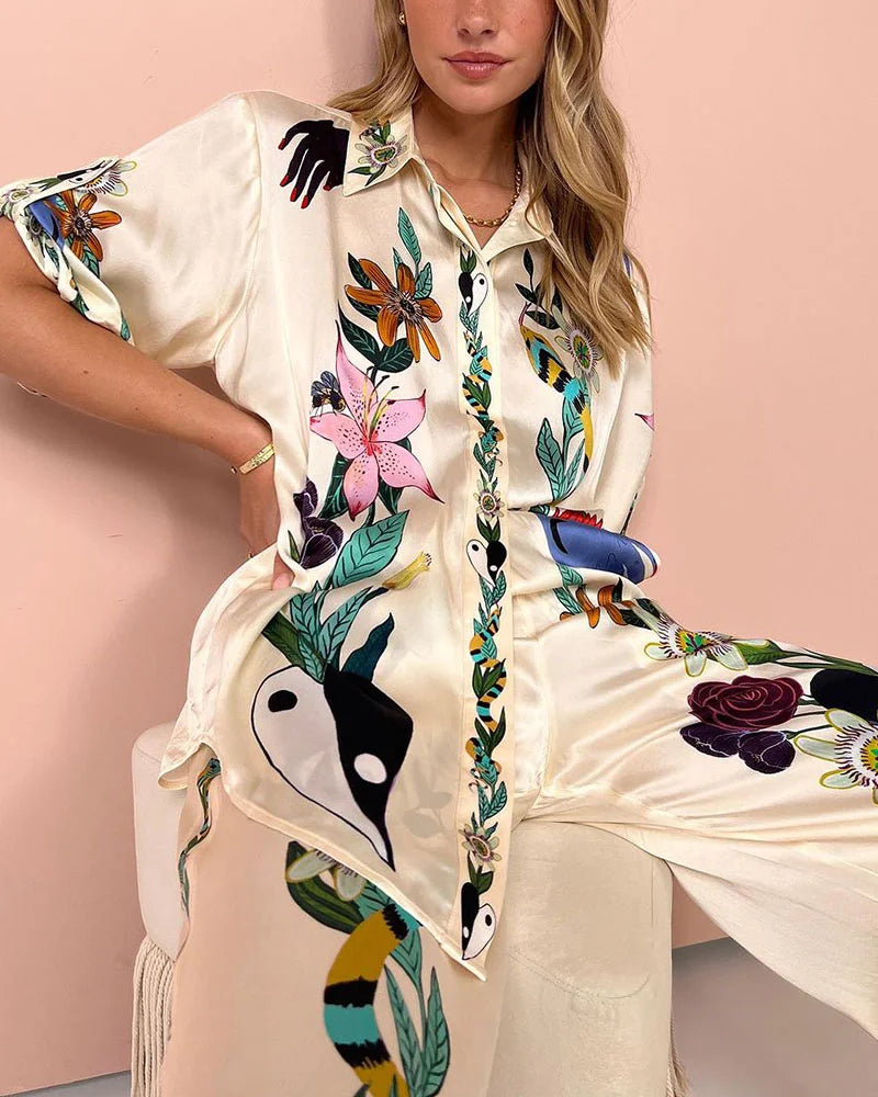 Flower Jungle Print Two-piece Set