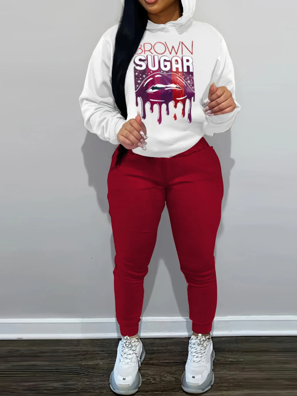 Autumn Winter 2pcs Set Letter Print Pocket Tracksuit Set Sportwear Fleece Hoodies Pullover Sweatshirts Pants Outfits