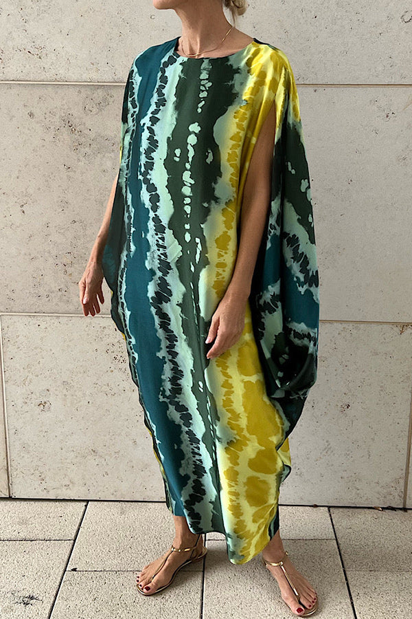 From Beach to Dinner Printed Kimono Drape Loose Midi Dress