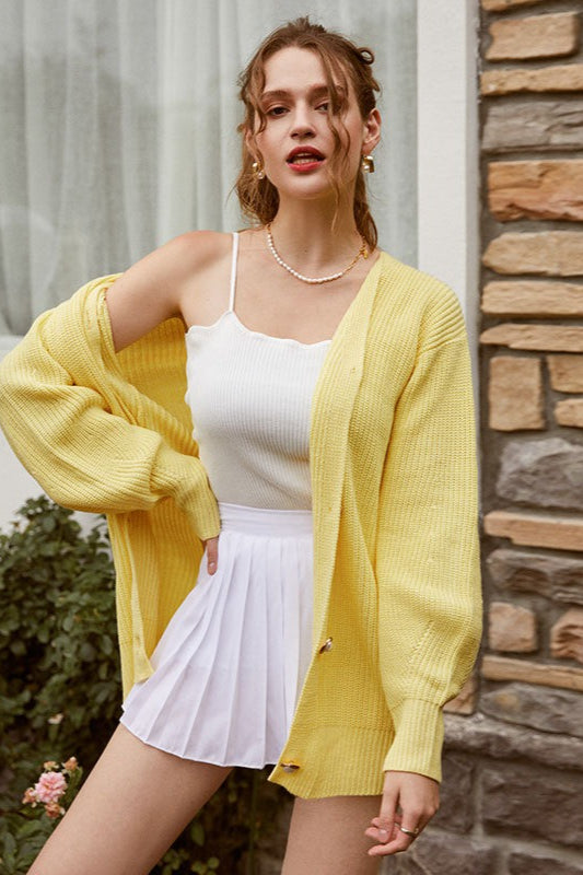 Color Relaxed Knit Cardigan