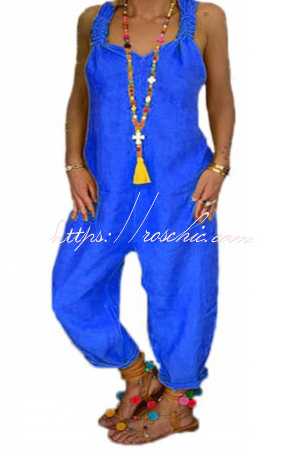 Harper Backless Knotted Strappy Loose Jumpsuit