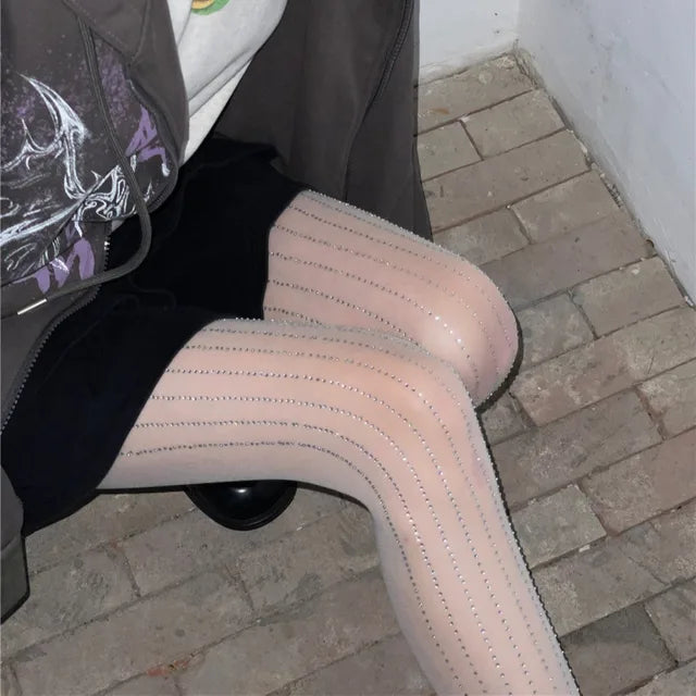 Hot Drill Pantyhose Mesh Bodycon See Through Stockings Hot Clubwear ’s Socks Fishnet Stockings